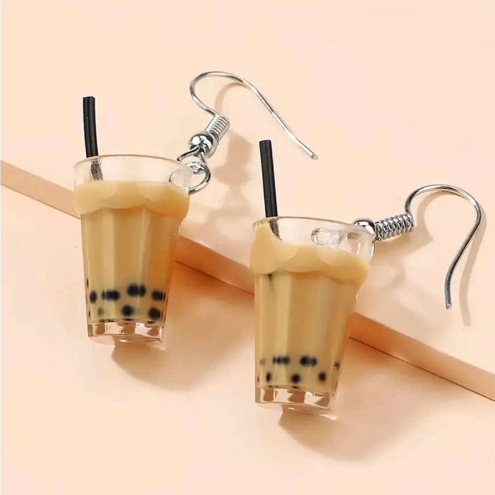 Boba tea dangle earrings
